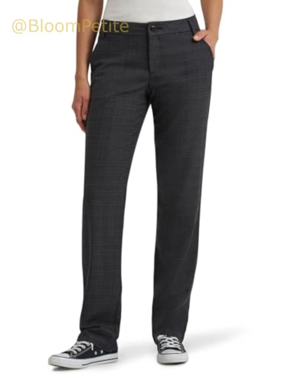 Wrinkle Free Relaxed Fit Straight Leg Pants Mid Rise Slacks